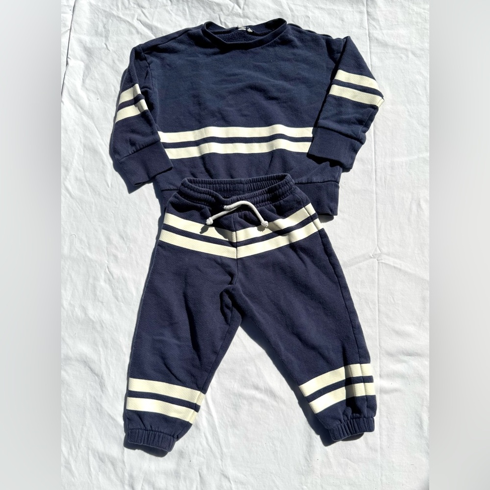 Childhoods Clothing Matching Navy Blue and White striped Set size 2t